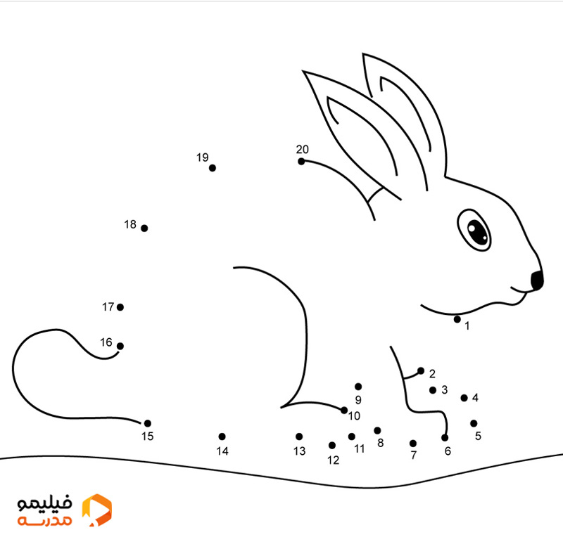 تصویر خرگوشی که با وصل کردن نقطه ها کامل می شود