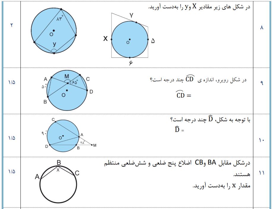 سوال 8 - 11