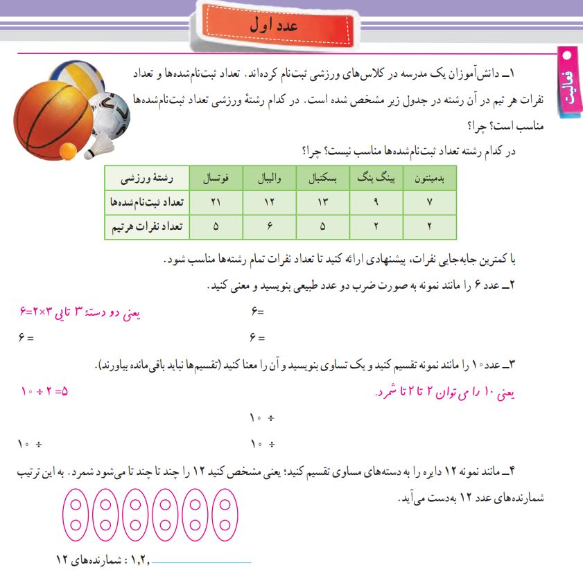فعالیت صفحه 56 ریاضی هفتم