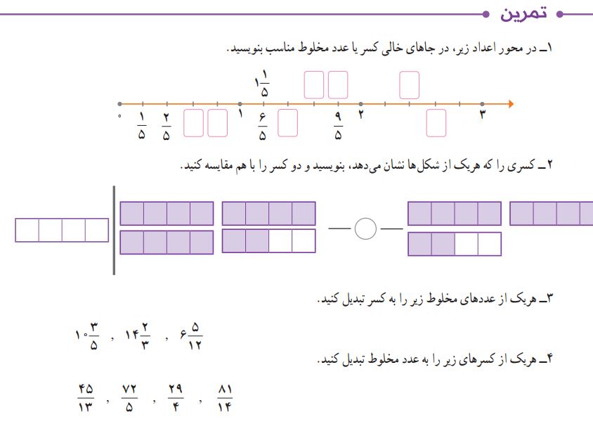 تمرین صفحه 25 ریاضی پنجم
