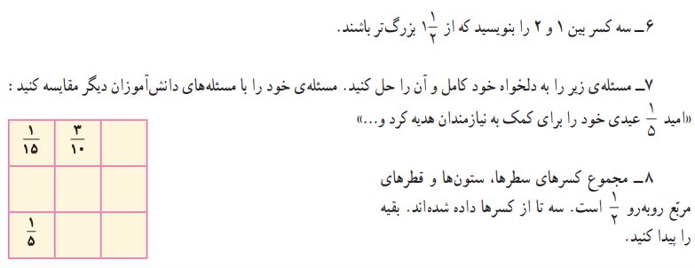 تمرین صفحه 40 ریاضی ششم